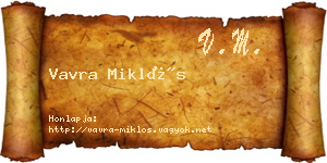 Vavra Miklós névjegykártya
